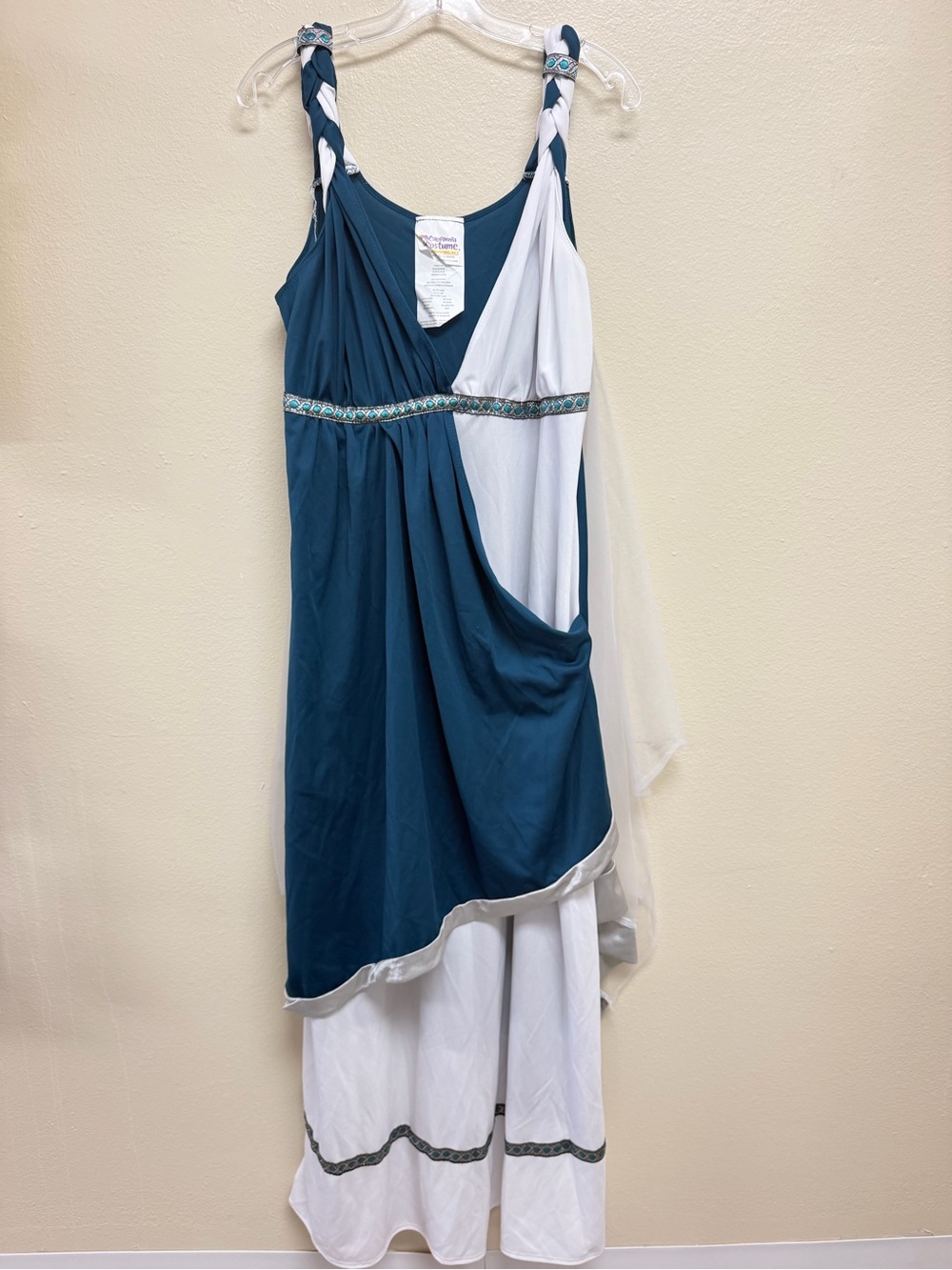 California Costumes Teal and White Layered Grecian-Style Maxi Dress